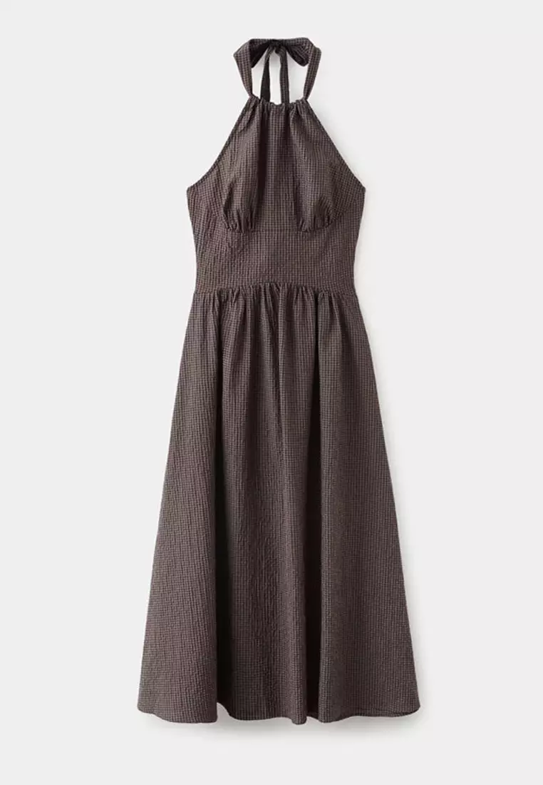 Gingham Check Halter Dress