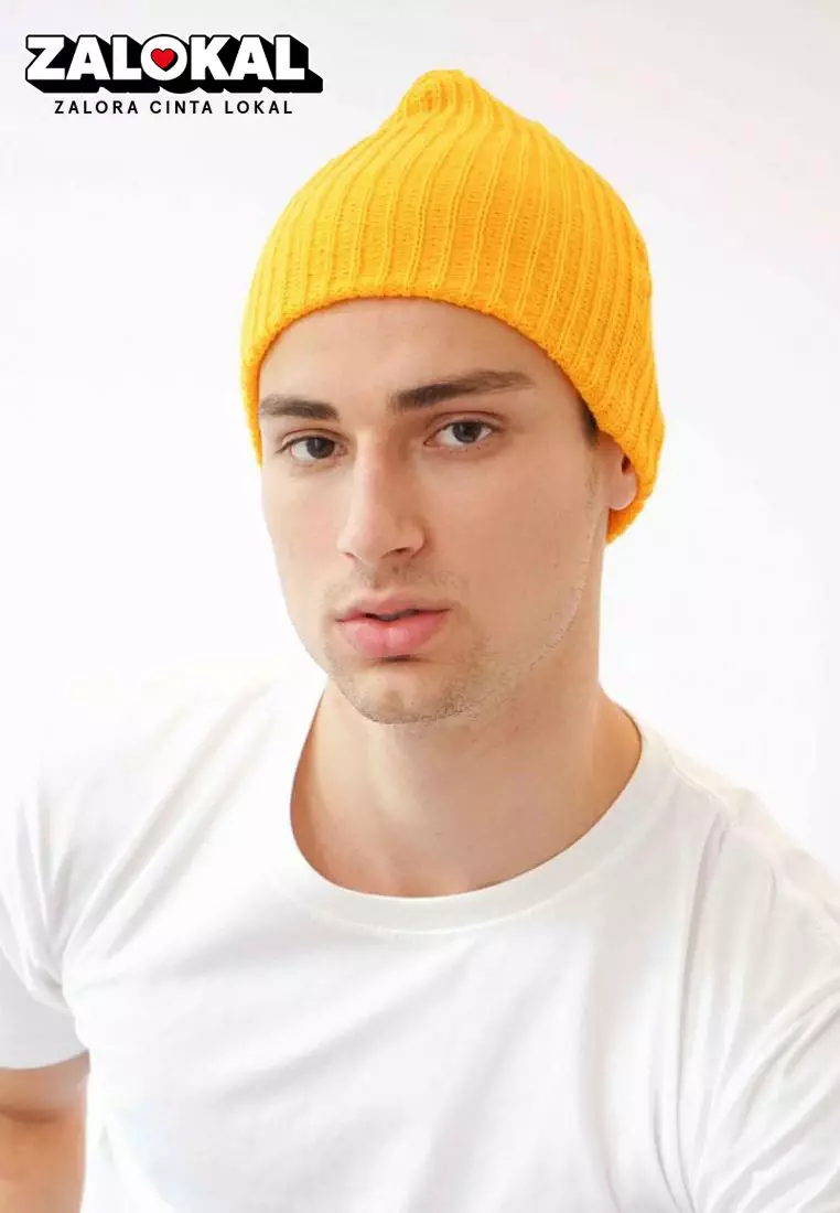 Houseofcuff Topi Kupluk Beanie Hat Polos Topi Gunung Kuning Mustard