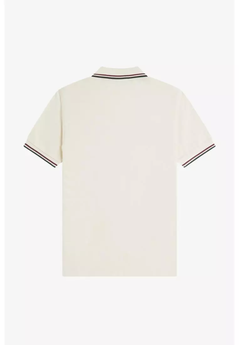 Fred Perry M3600 Twin Tipped Fred Perry Shirt (Ecru / Oxblood / Grassroots)