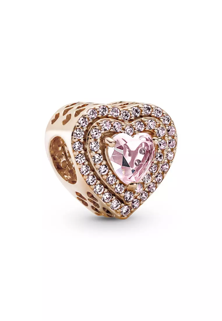 Buy PANDORA Pandora 14K Rose Gold-Plated Sparkling Levelled Heart Charm ...