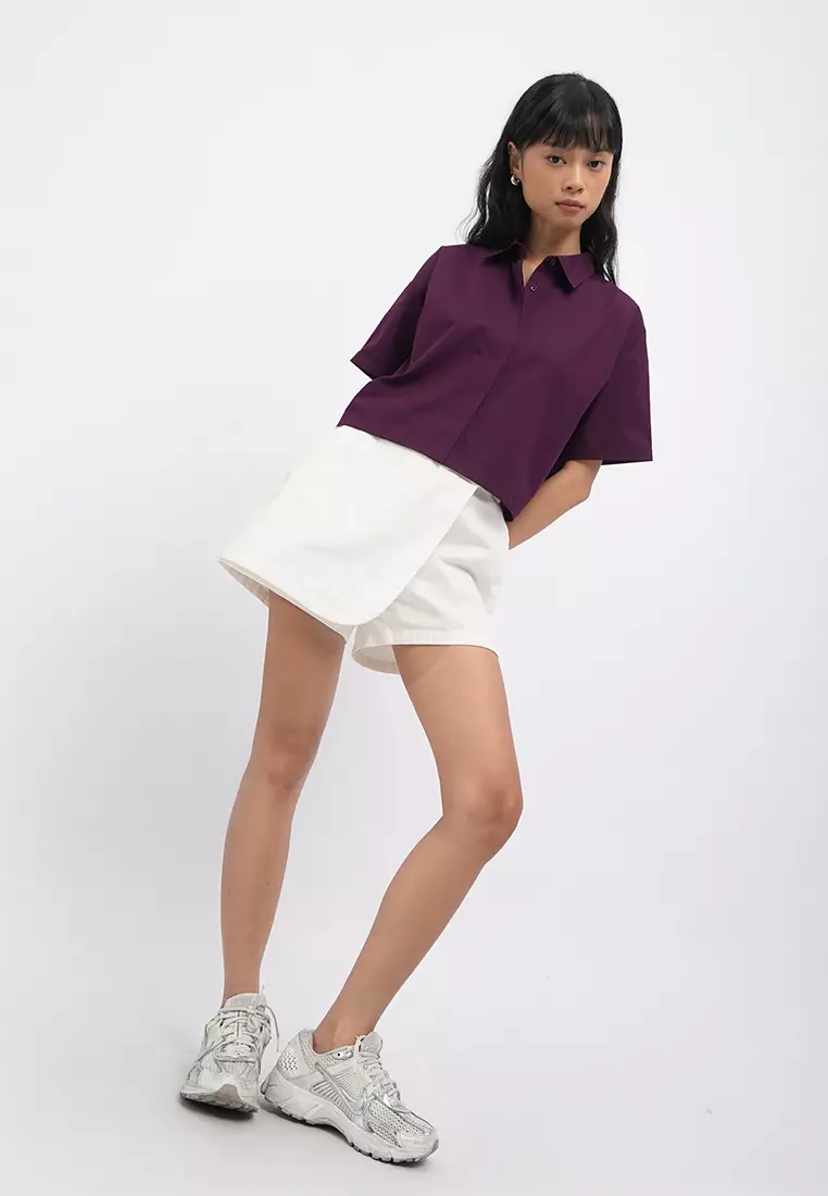 Oversized Crop Short Sleeve Shirt