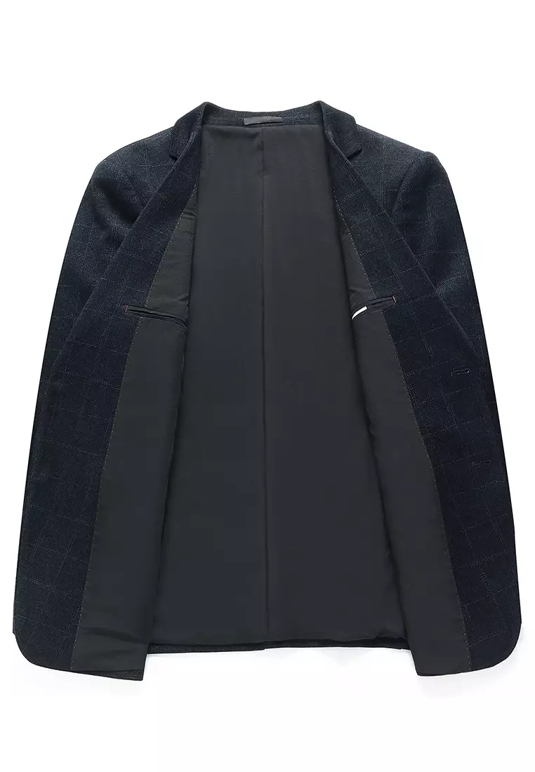 Elastic Plaid Suit Jacket LB6625