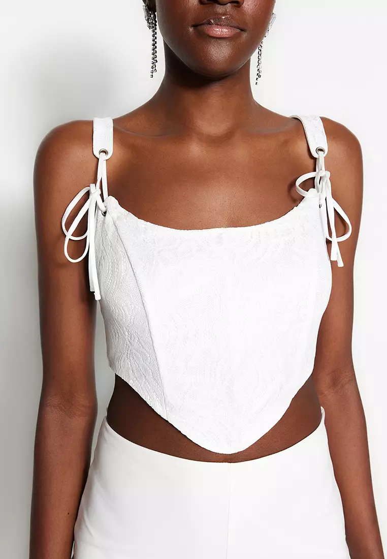 Lace and Tie Detailed Bustier