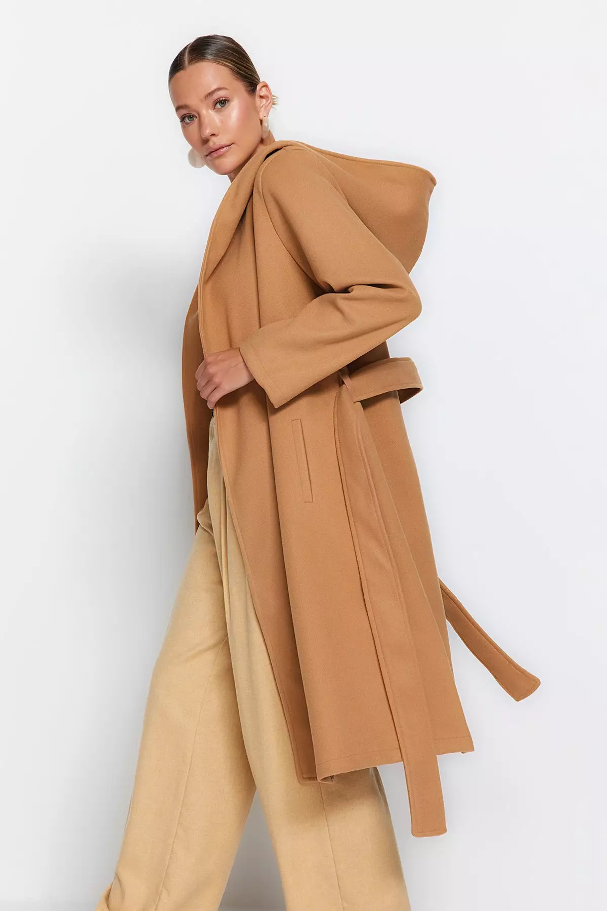Full length online coat with hood