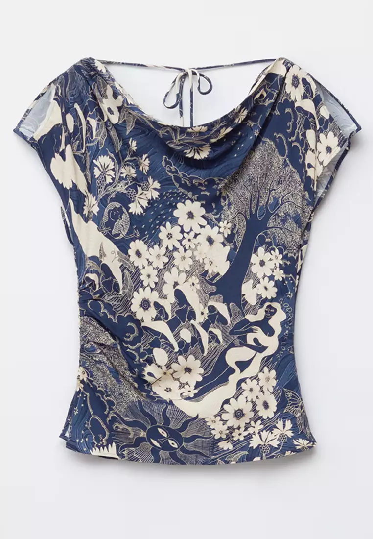 Draped Cowl-Neck Top