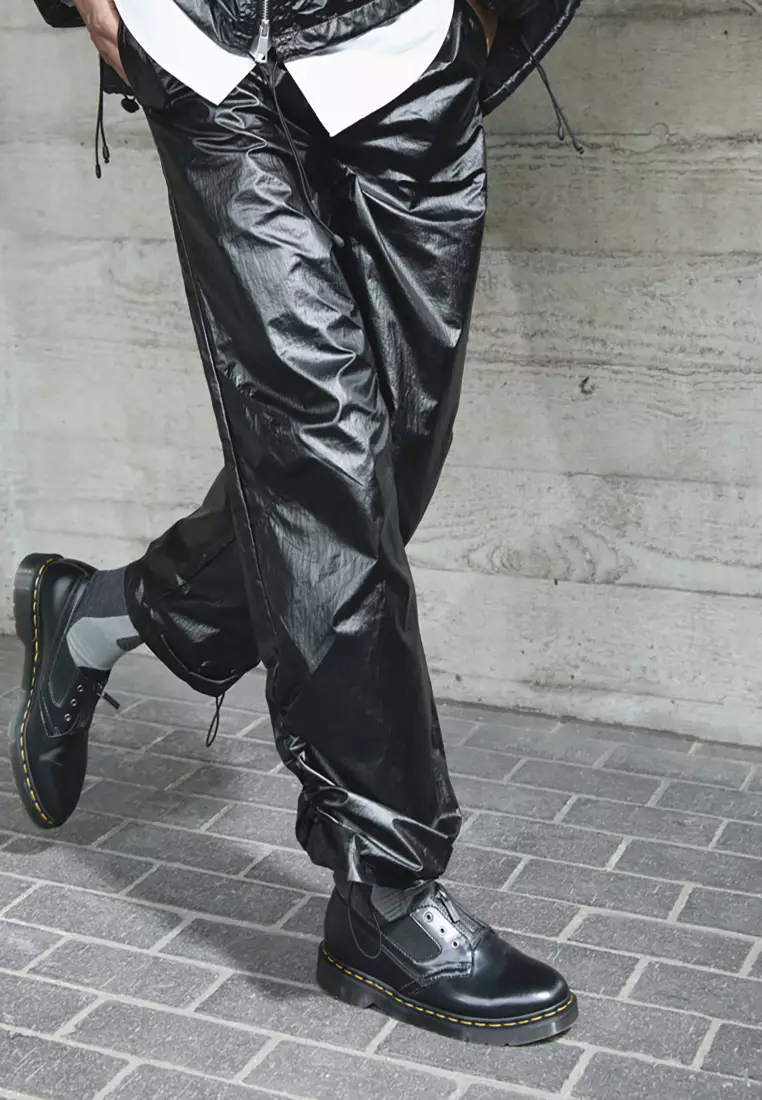 1461 Gusset Polished Smooth Leather Slip-On Oxford Shoes Black - Women