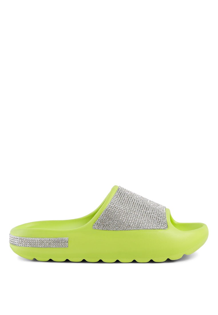 Diamante Pool Slides in Green