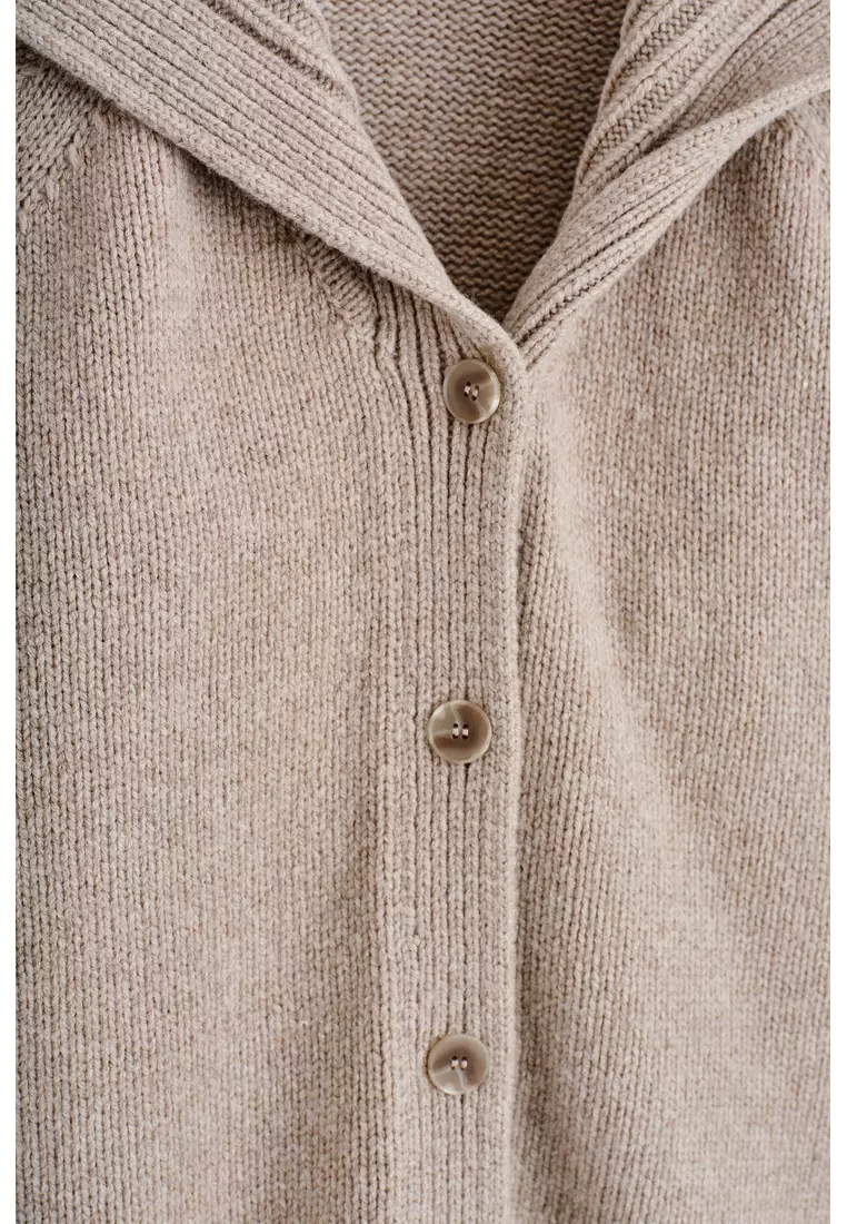 SAILOR-COLLAR WOOL CARDIGAN