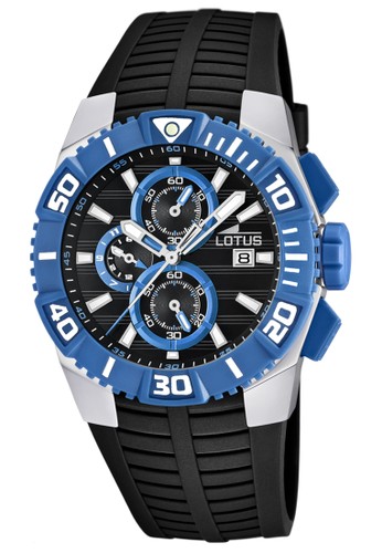 Lotus Men's Watch LOT L15778/B Chronograph Black Light Blue Black Polyurethan