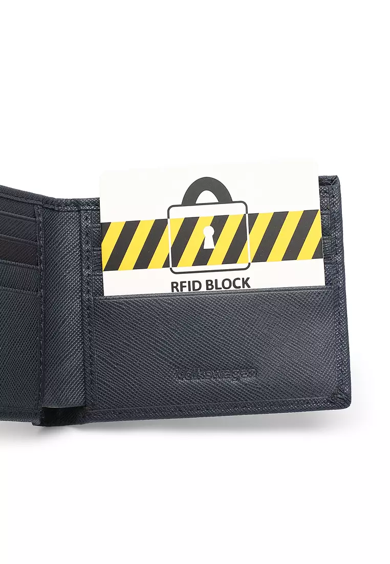 Gift Set - Genuine Leather RFID Wallet + 40mm Automatic Belt - Blue / Black