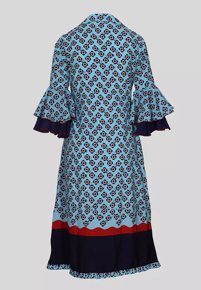 Le Reve 3/4荷叶袖高低开叉连衣裙