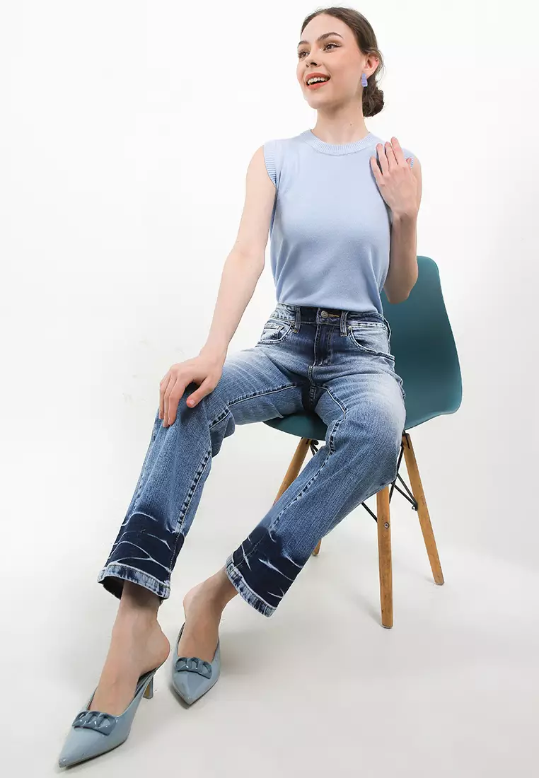 High Waist Straight Denim Pant Fwl369