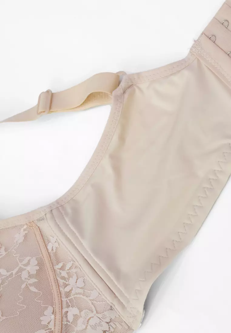 Neutral Lace Front Snap Nursing Bra