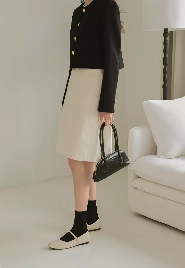 Melliji 方頭拼接瑪莉珍平底鞋 (1cm)