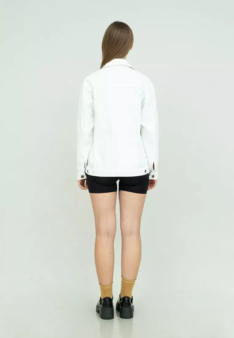 Jaket Jeans Wanita Polos Tebal Dilan Jaket Denim Putih