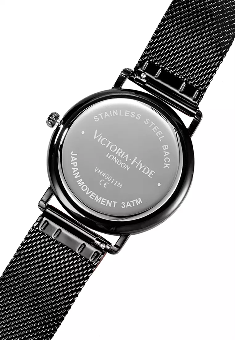 Men's Watch 40mm Grange Hill Date Black Stainless steel mesh band  And Case- Black