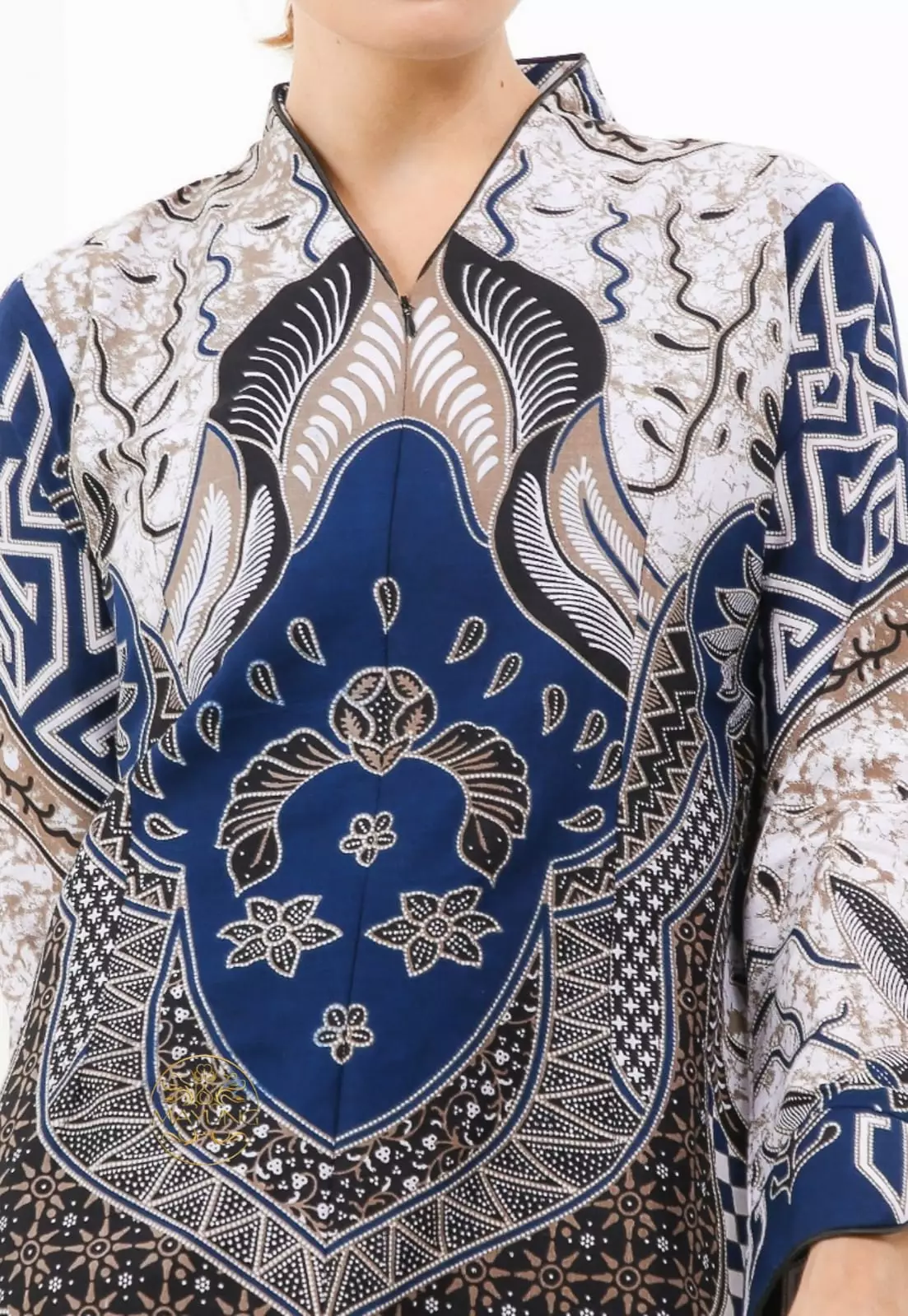 Blouse Batik Bagaskara Navy Premium Slimfit Elegant