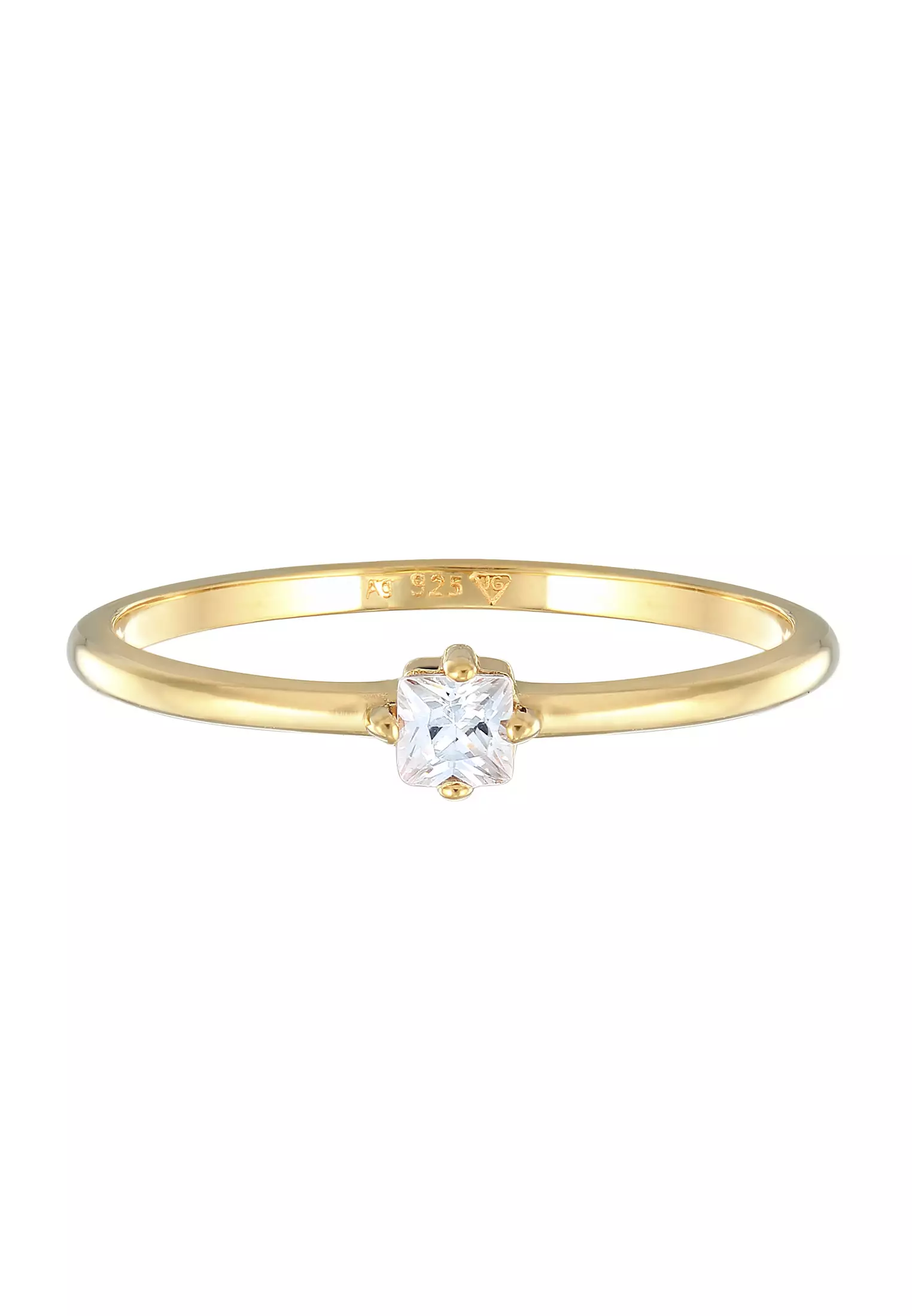 Ring Engagement Ring Solitaire Classic Zirconia Gold Plated