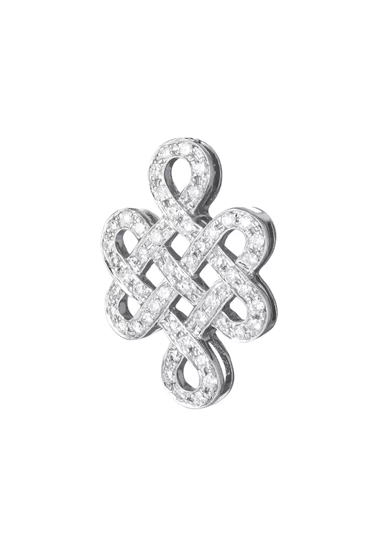 TOMEI Ruyi Knot Diamond Pendant, White Gold 750