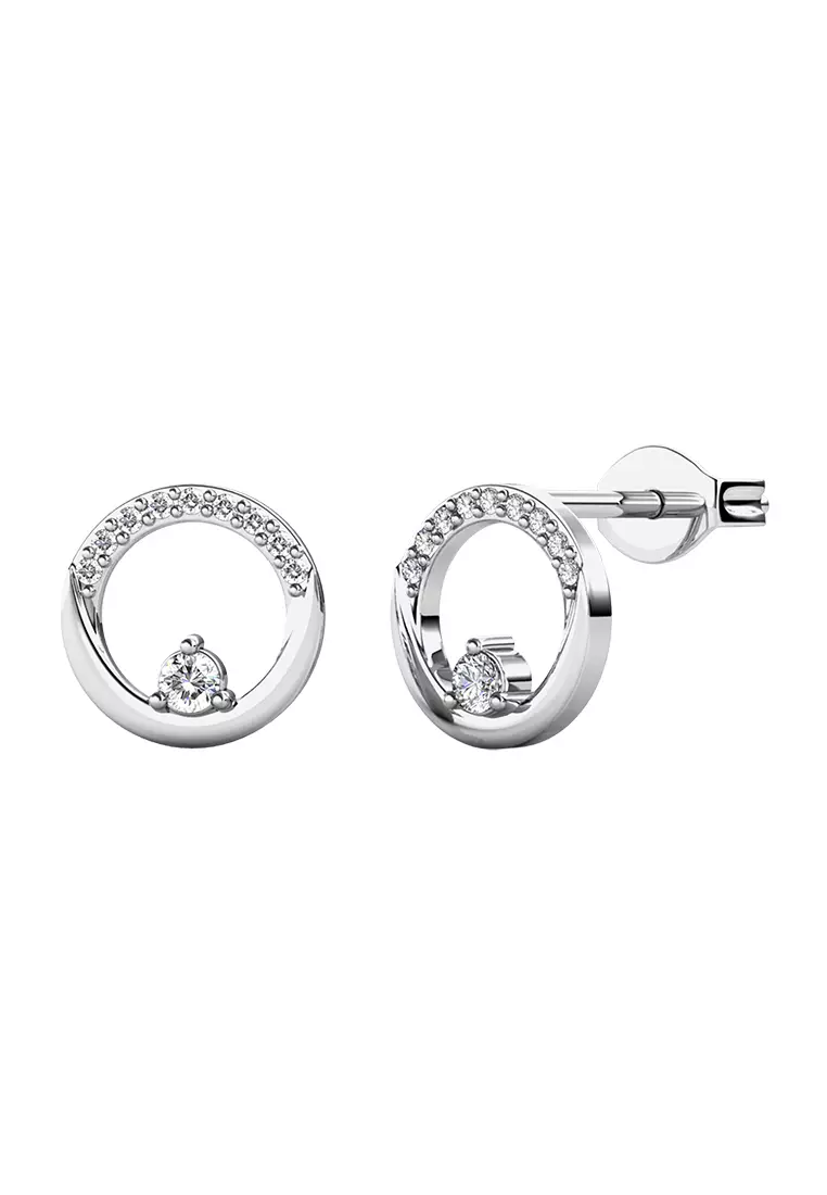 Her Jewellery Clarine Earrings (White Gold) - Luxury Crystal Embellishments plated with 18K Gold