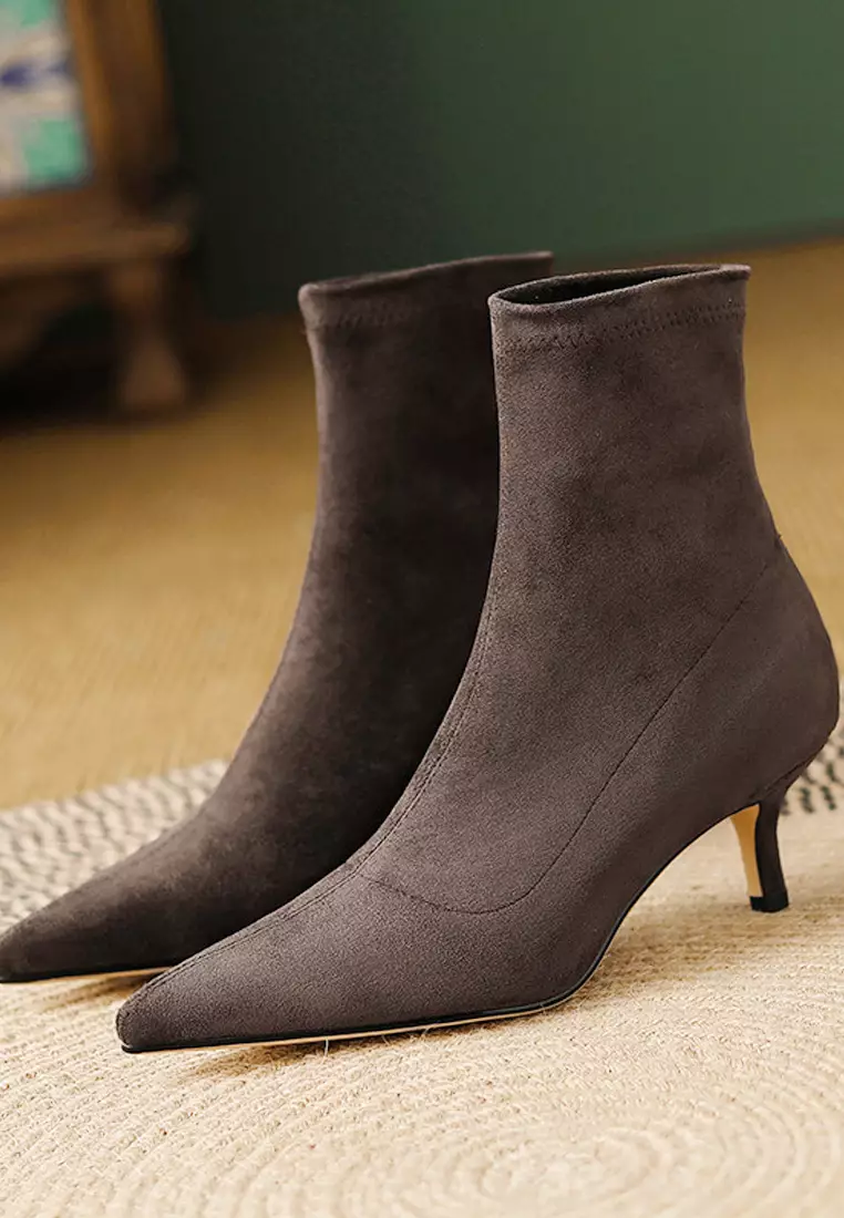 Stretch suede ankle sales boots