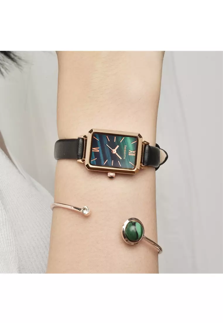 jam tangan wanita fashion bisnis mewah tahan air tali kulit dengan gelang