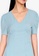 ZALORA BASICS blue Puff Sleeve V Neck Mini Dress 9370BAAD10470AGS_3