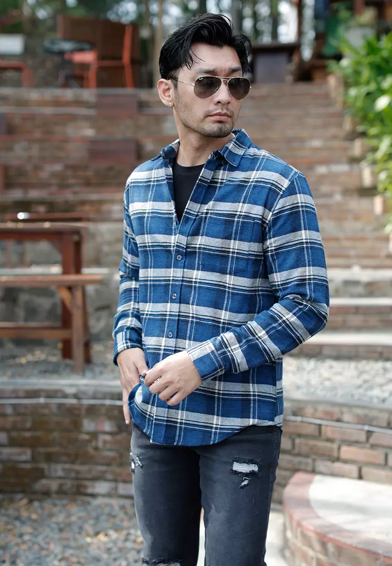 OXCON Extra Comfort Authentic Flannel Shirt Blue Ruby