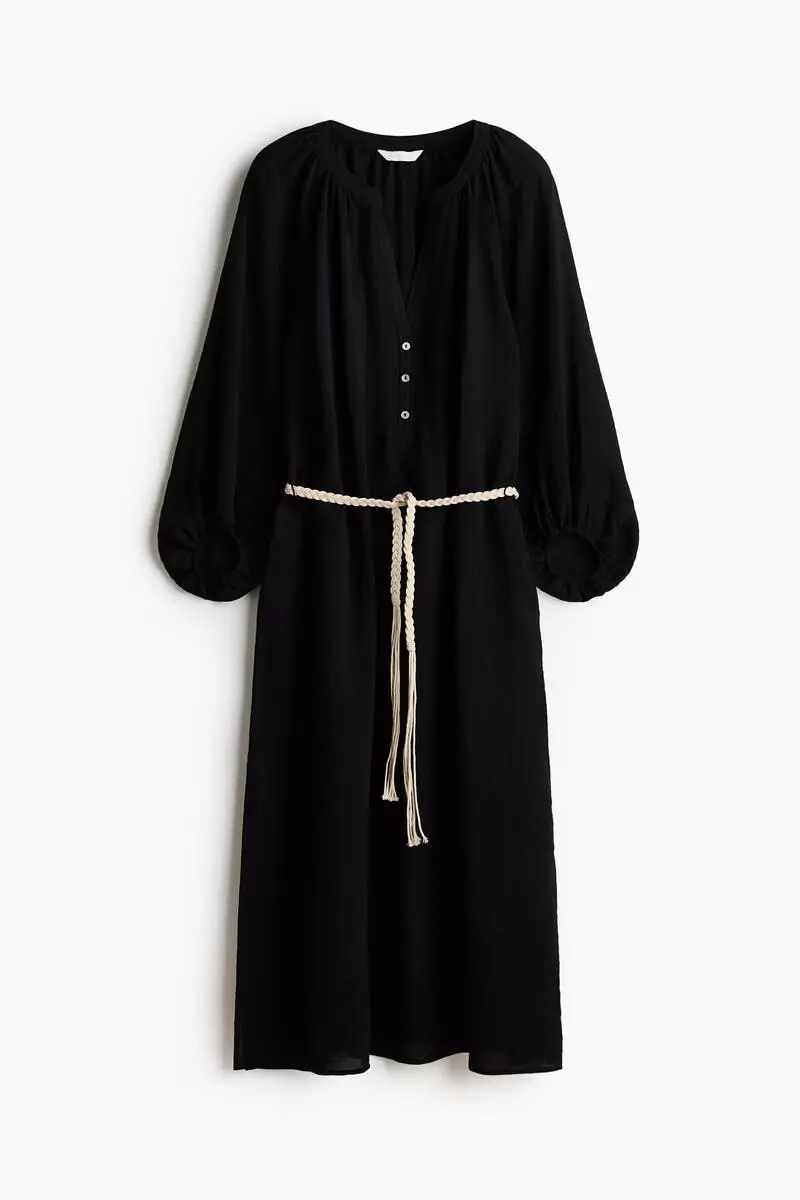 Oversized tie-belt dress