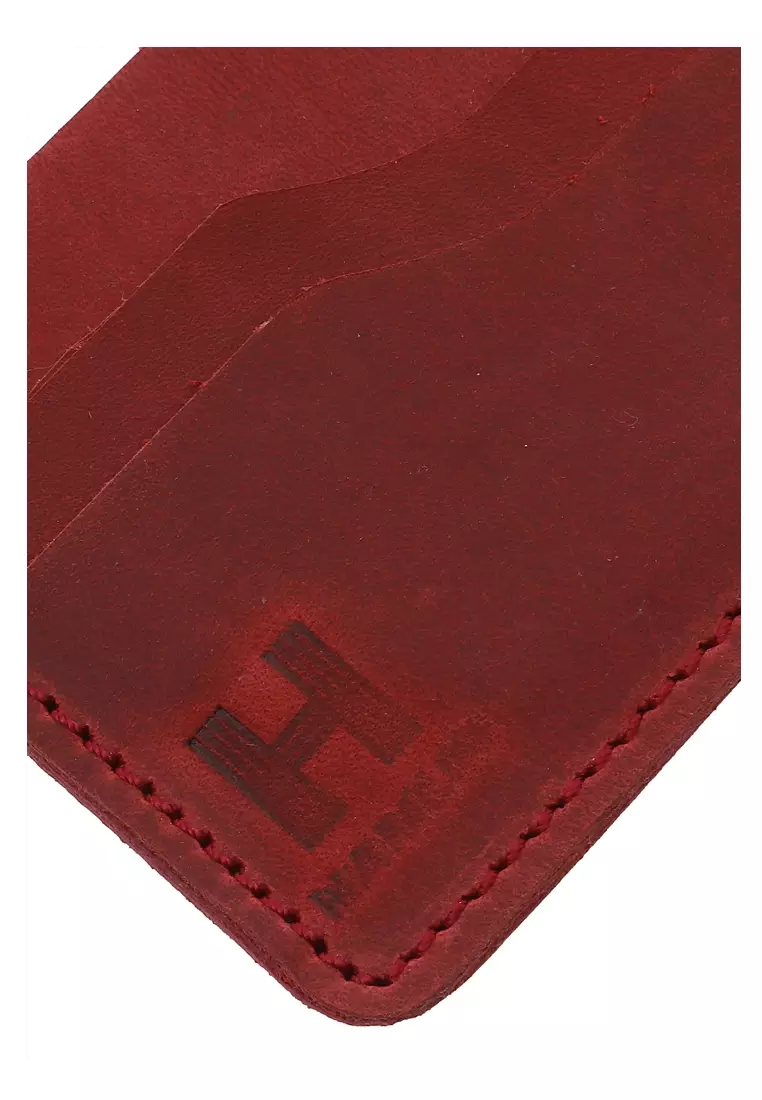 Zackly Card Wallet Fashion Pria Handmade Crazy Horse Slim Material Genuine Leather CWZ2 ORIGINAL - Maroon