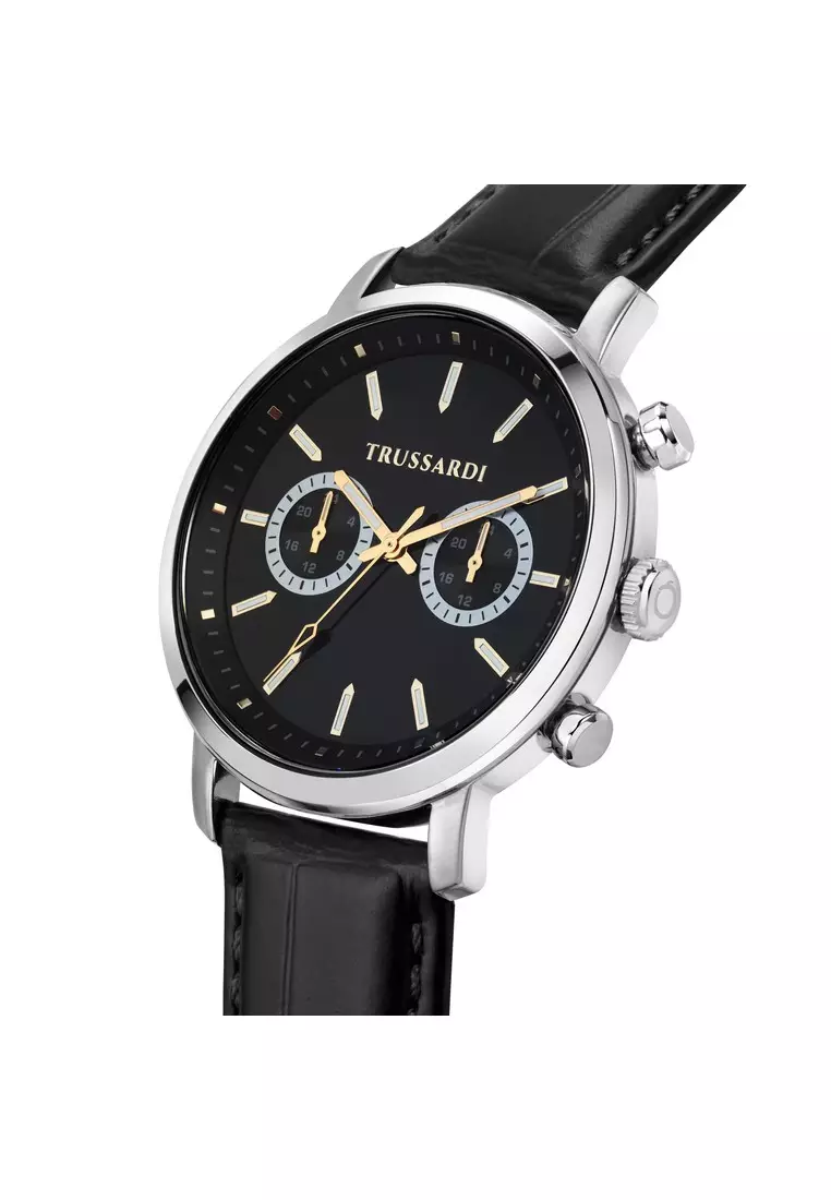 【2 Years Warranty】Trussardi T-Couple 43mm Men's Quartz Watch Luminous Dial Hands R2451147001 Japan Movement