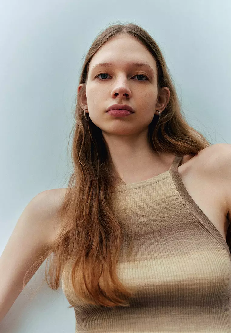 Retro Hot Girl Gradient Design Short Slim-fit Knit Vest