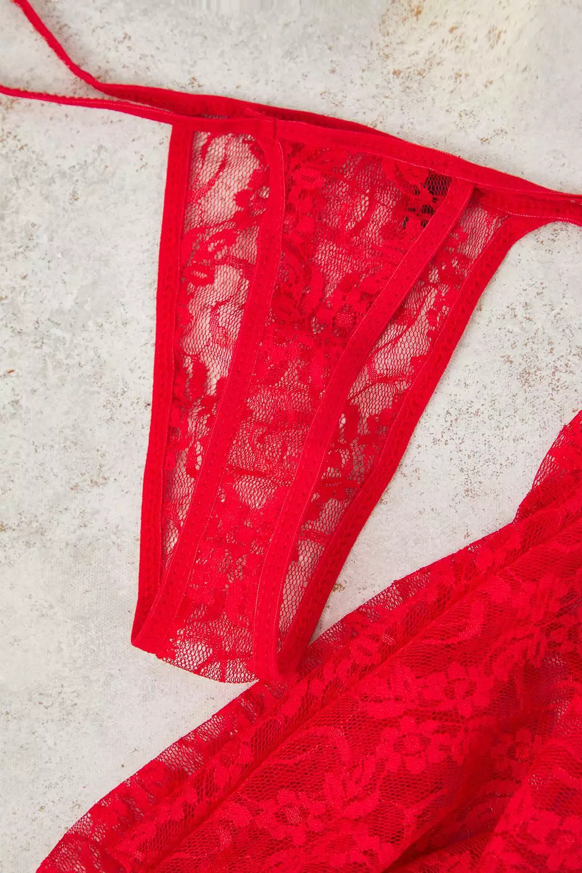 Red Window/Cut Out Detailed Pantyhose Lace Coverless Knitted Babydoll/Fantasy Nightgown