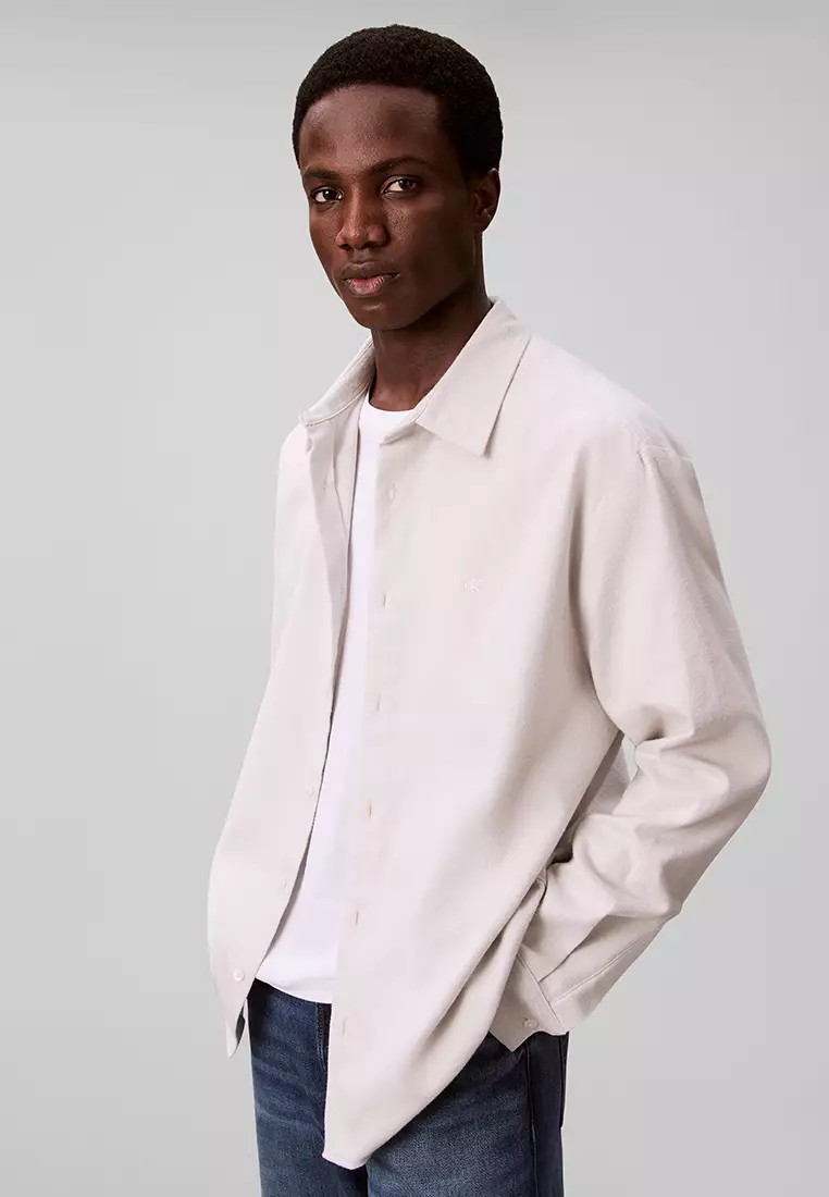 Melange Flannel Relaxed Button Down Shirt - Calvin Klein Jeans