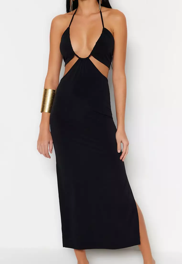 Fitted Cut Out Halter Beach Dress