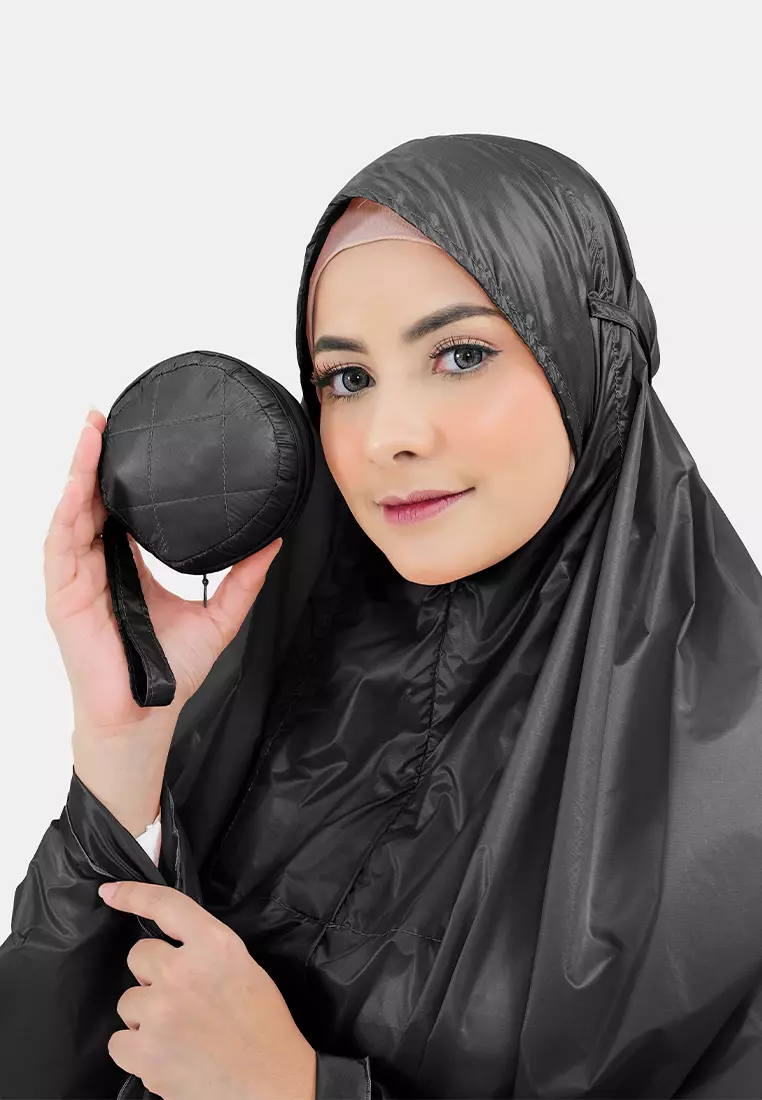 Zelena - Jayda Travel Prayer Set | Mukena Dewasa Basic Resleting 2in1 - Jet Black
