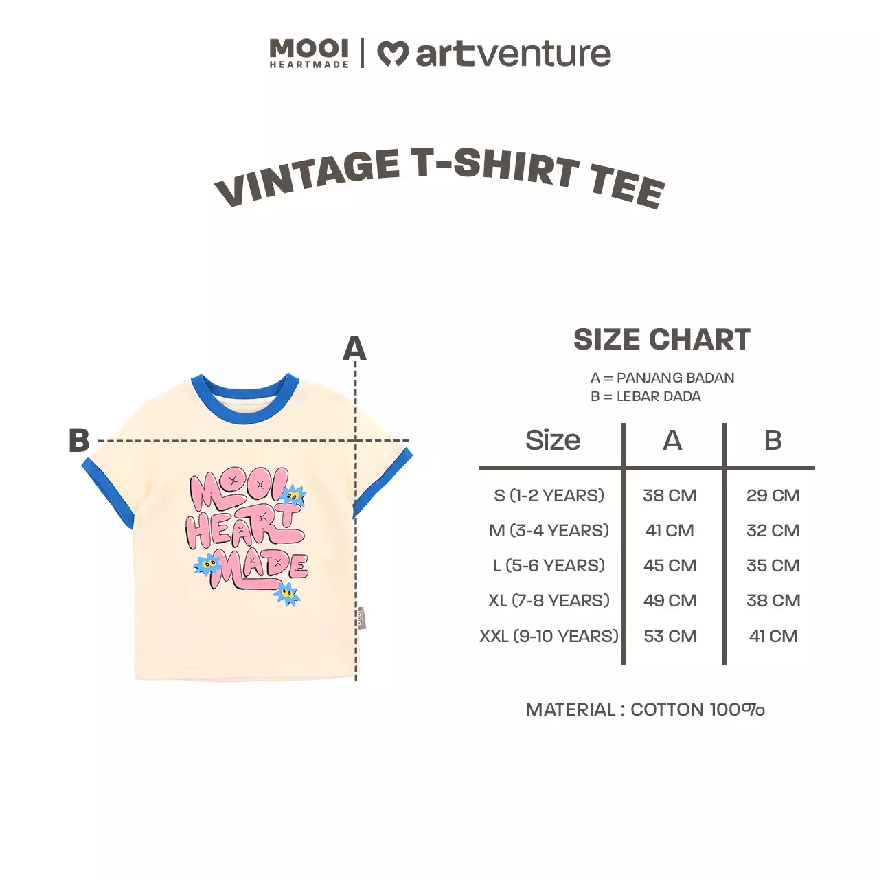 Mooi Artventure x Illustrator Vintage Tshirt Tee Kaos Anak - BRIGITTA - SKY BLUE