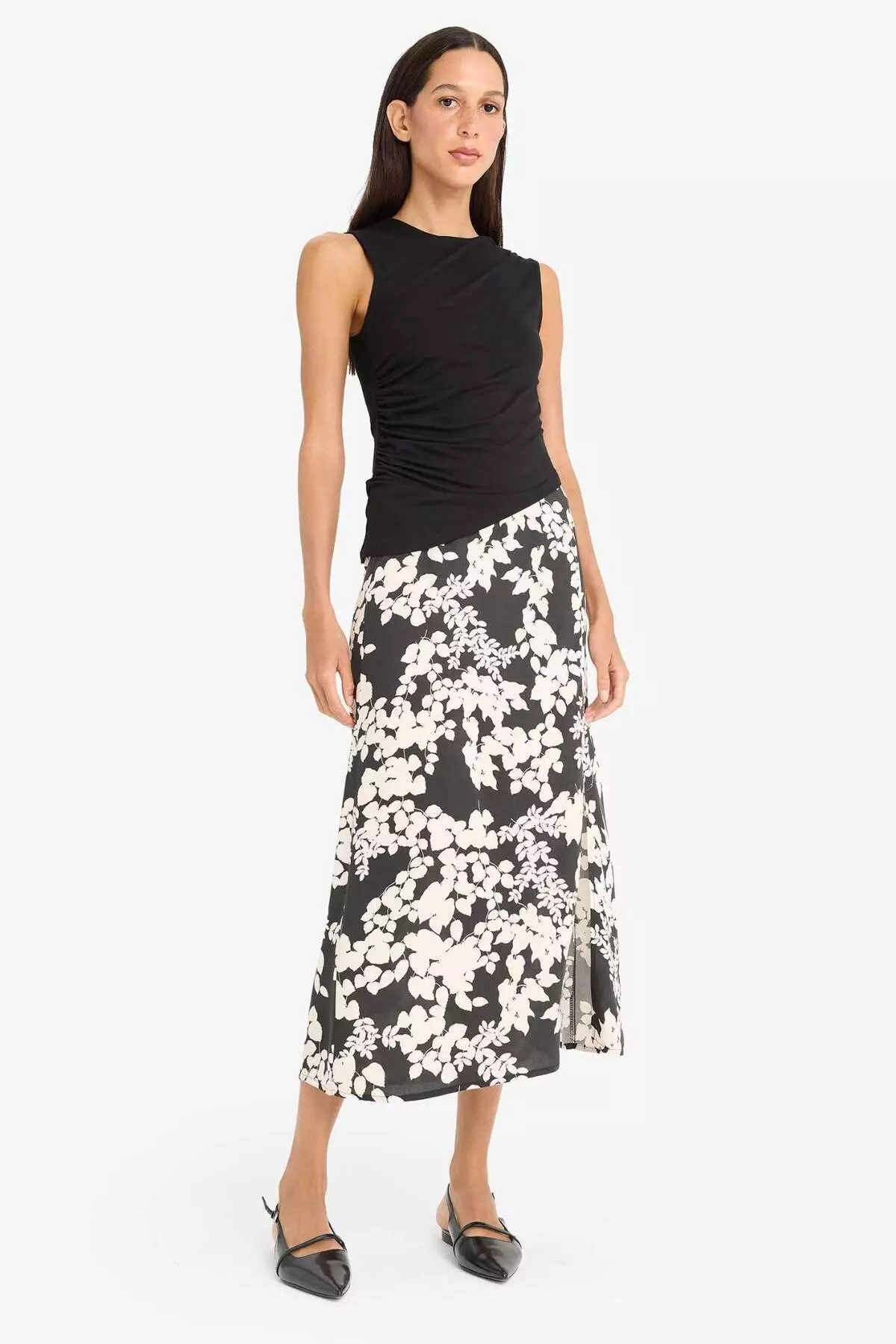 A-Line Floral Pattern Regular Waist Midi Skirt X6692Az25Sm