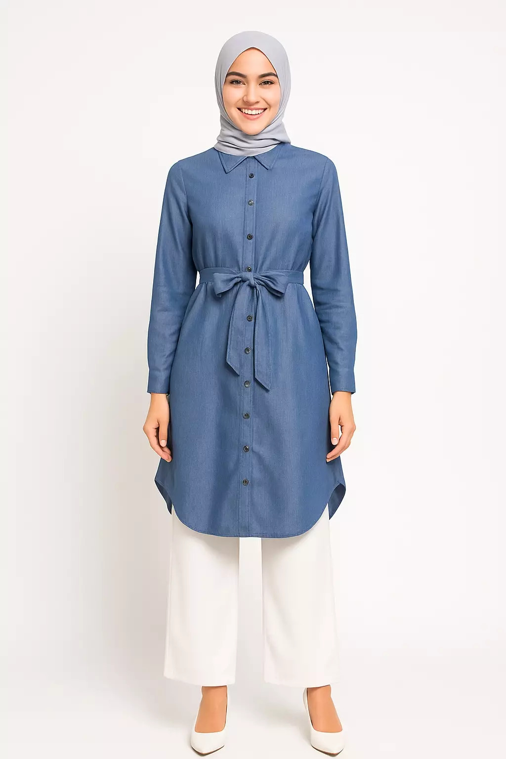 Nuraa Assymetrical Tunic In Grey