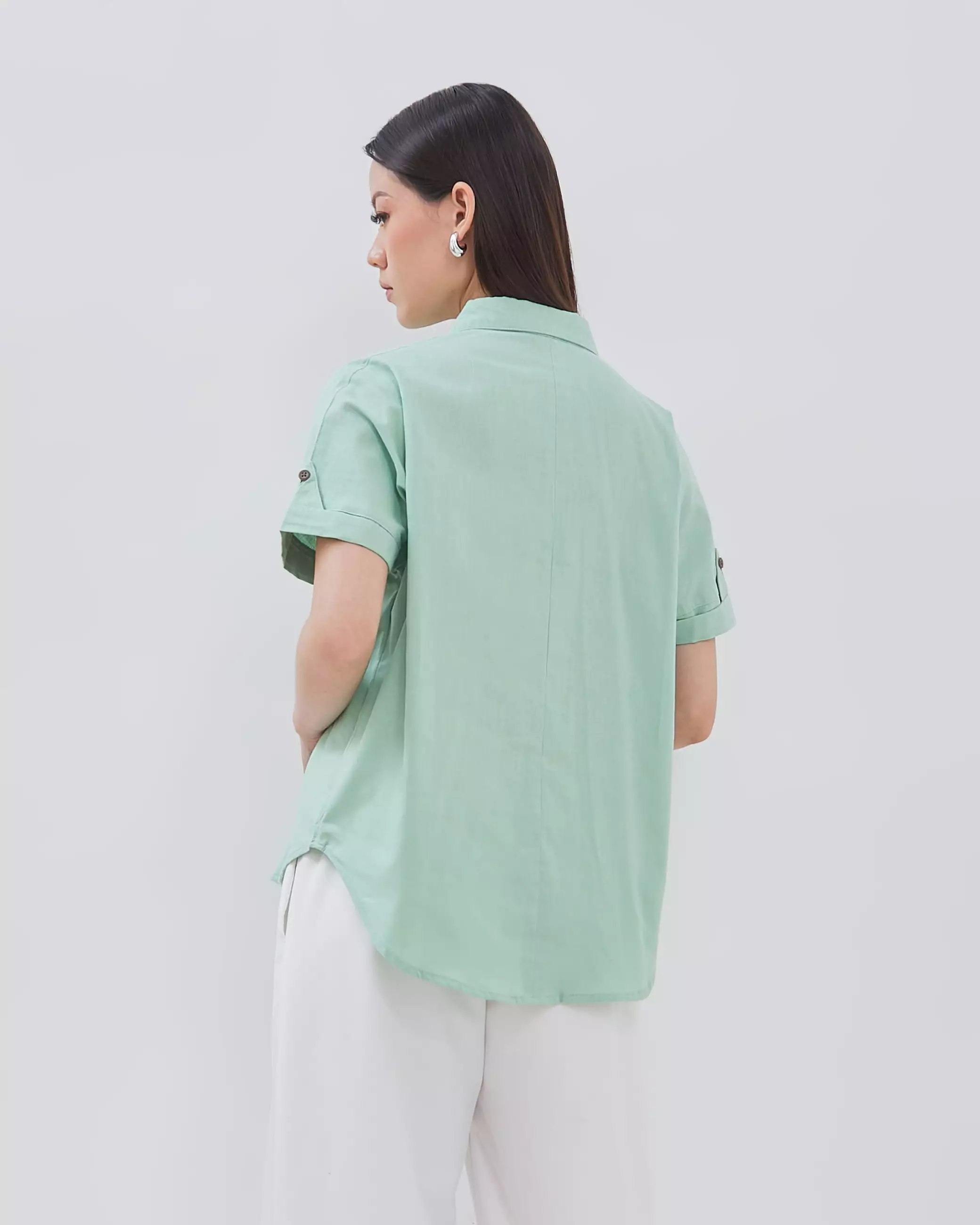 Urban Exchange Kemeja Alisha Light Green - Kemeja Basic Lengan Pendek