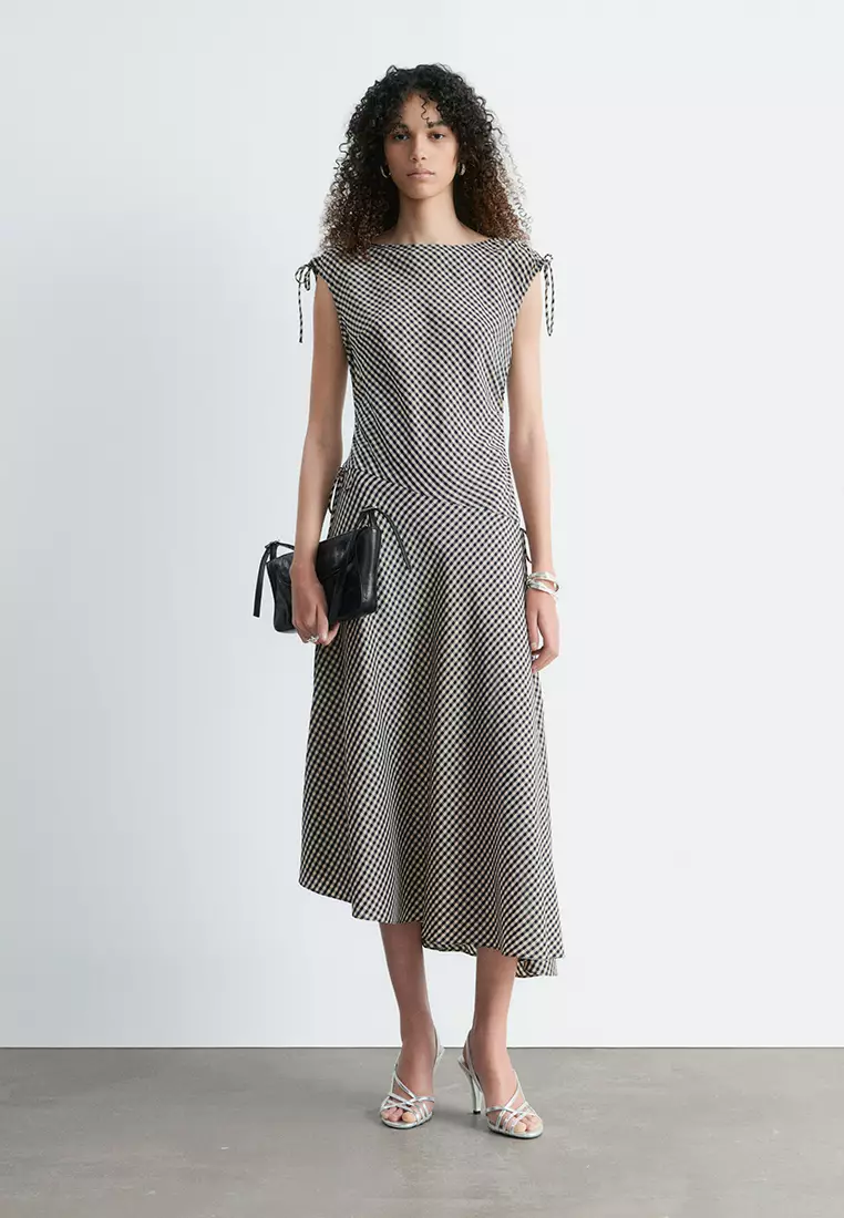Asymmetric Draped Midi Dress