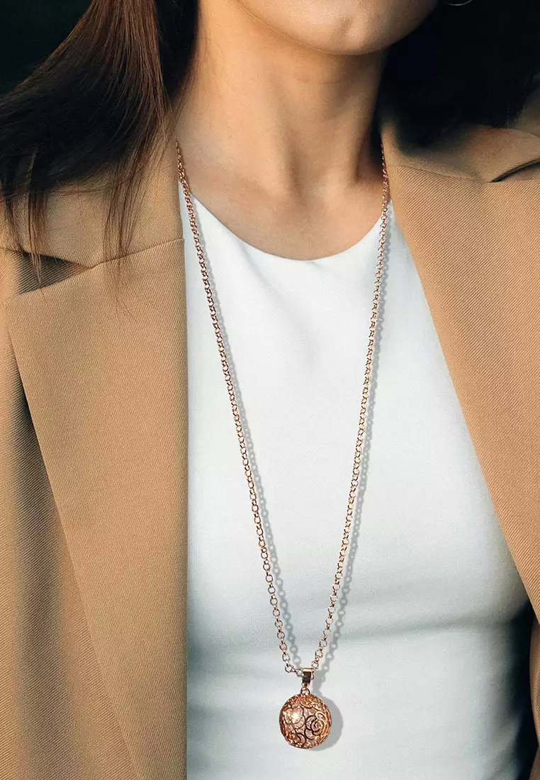 Spherical Long Necklace Embellished with SWAROVSKI® crystals-Gold/Clear