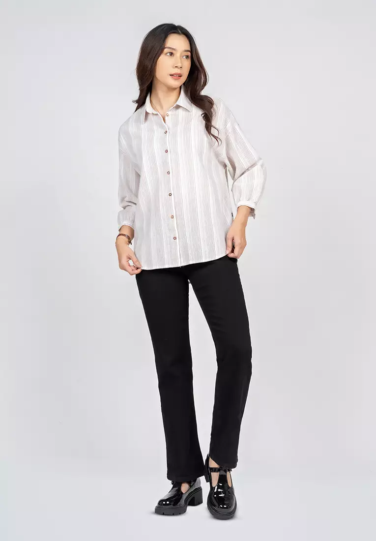 C2 Kyomie Brown Kemeja Casual Oversize Wanita