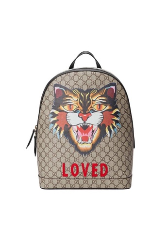 gucci angry cat print gg supreme backpack