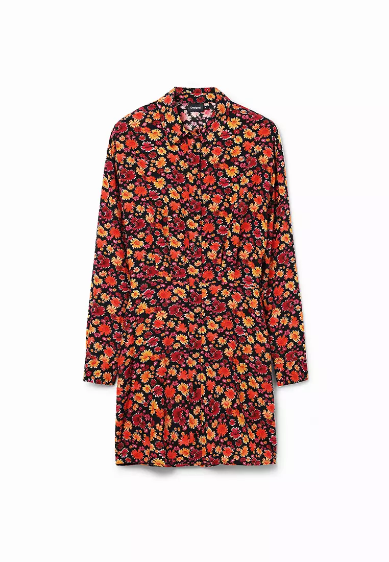 Desigual Woman Short floral shirt dress.
