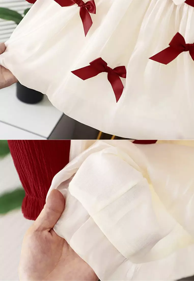 Wakakids Dress Bayi Anak Perempuan Lengan Panjang Gaun Balon Pesta Ribbon Bear 4435 Venrz Hijau