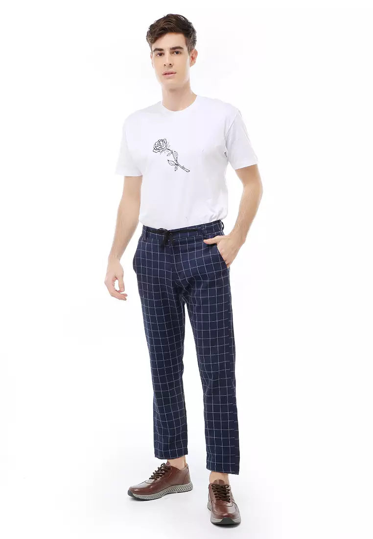 Locko Long Pants Formal Pria Celana Panjang Kerja Slim Fit Material Cotton ORIGINAL - Navy