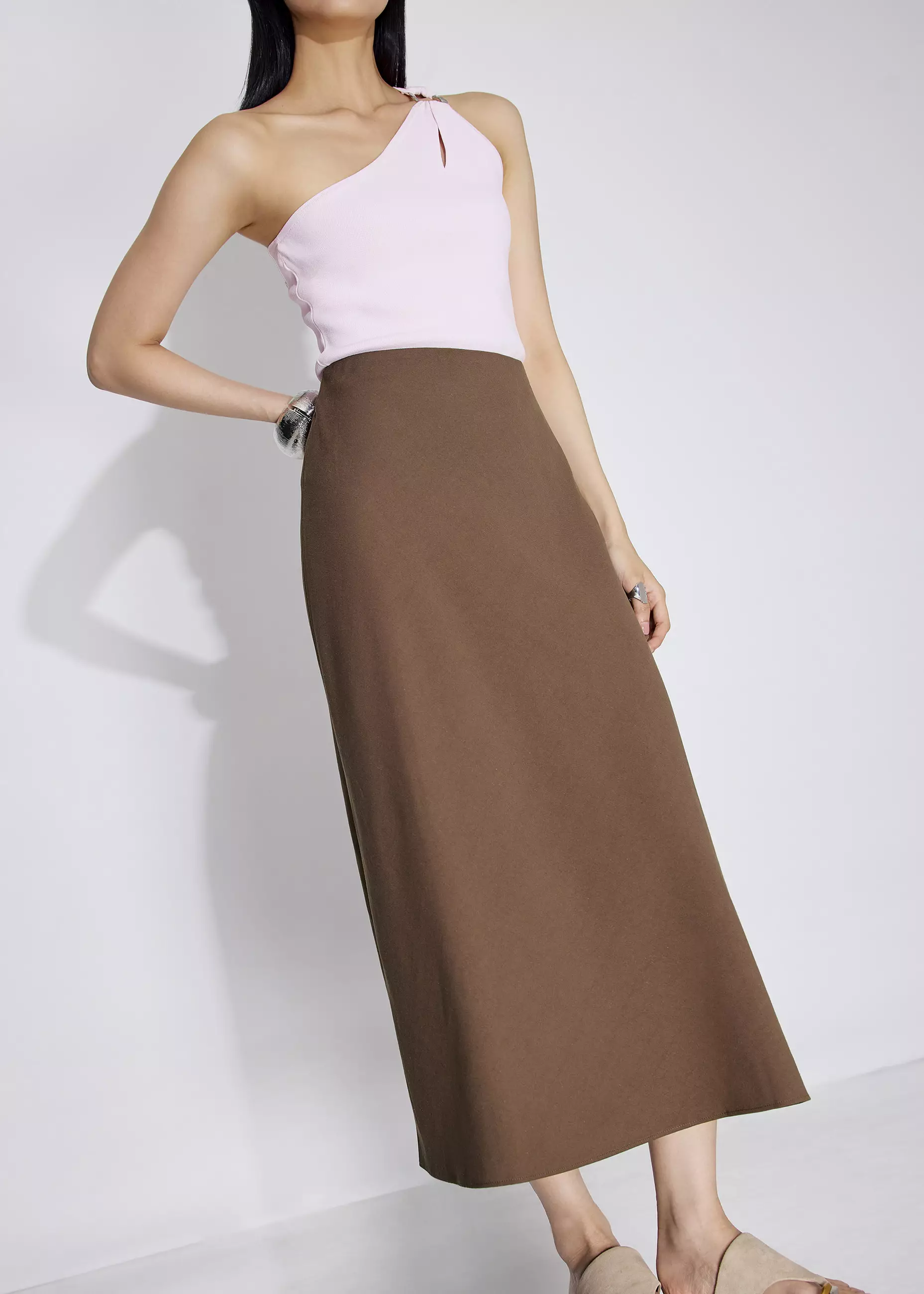 Rok Wanita - High Waist Bias Cut Midaxi Skirt