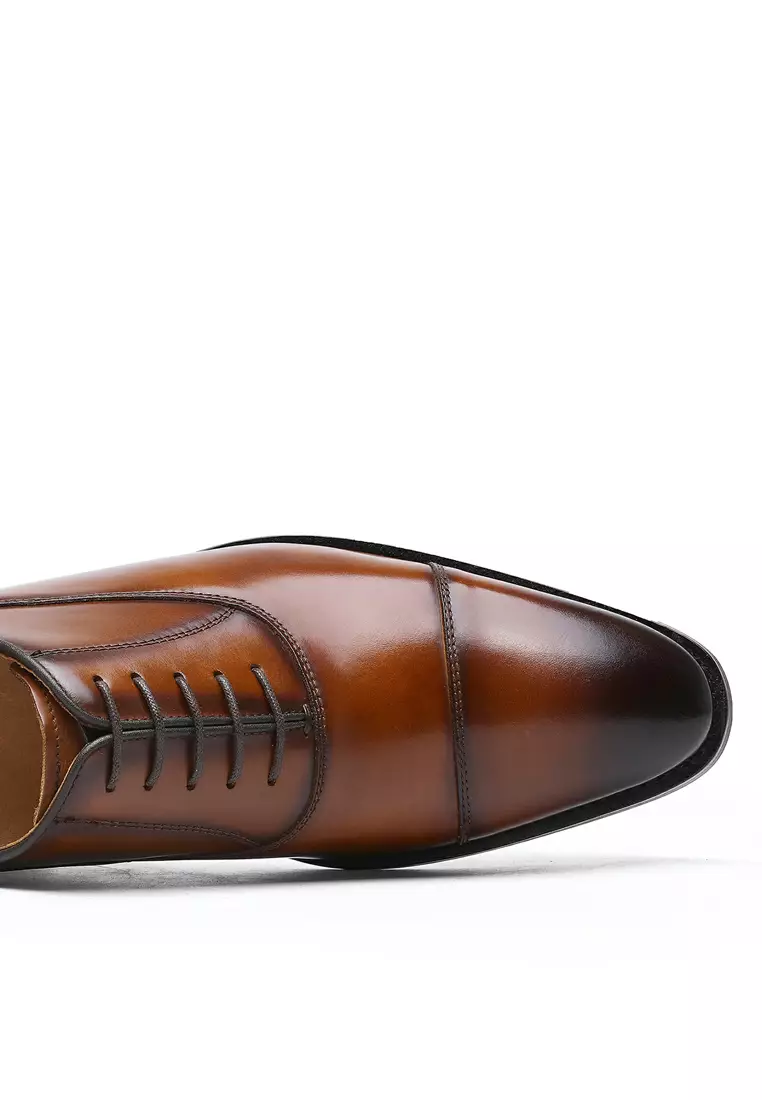 5.5cm Full Grain Leather Cap Toe Oxford Shoes DS89886M-01-02