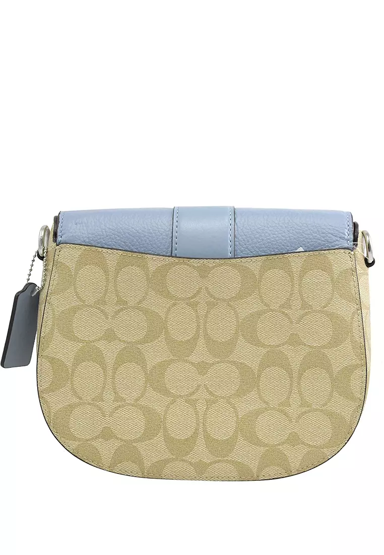 Coach 5696 City Tote In Signature Canvas In Khaki/Marble Blue